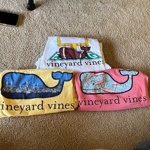 3 small vineyard vines tshirts. One long sleeve two short sleeve